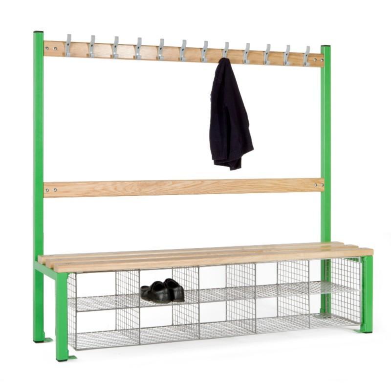 Cloakroom Storage 1200mm (9 coat hooks) / With Shoe tray Cloakroom Island Seating Single Sided, Junior Height 1200mm (9 coat hooks) / With Shoe tray