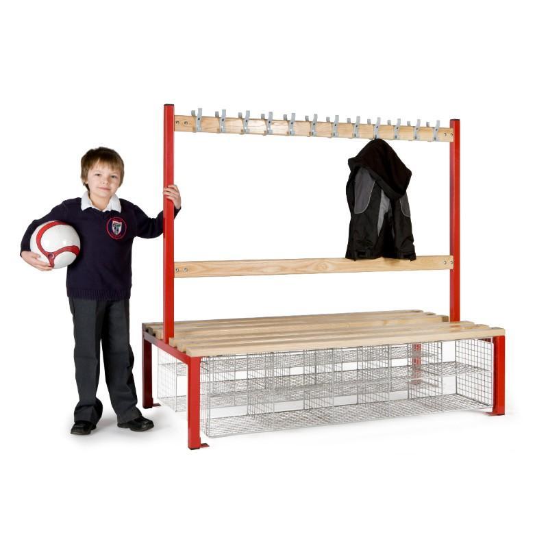 Cloakroom Storage 1500mm (24 coat hooks) / With 10 Shoe compartments Cloakroom Island Seating Double Sided, Junior Height 1500mm (24 coat hooks) / With 10 Shoe compartments