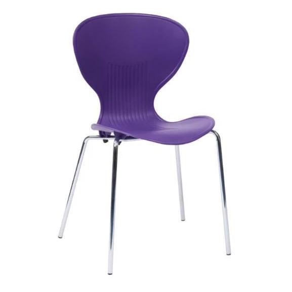 Chrome Purple Dining Bench Montila PU Leather Dining Chair In Purple