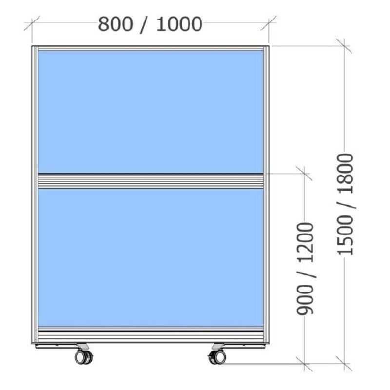 Floor Standing Screen w800 x h1500 mm Gamma Perspex Mobile Screen w800 x h1500 mm