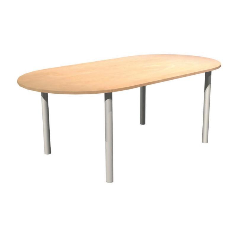 Meeting Table Alpine D-End Meeting Table With Pole Legs