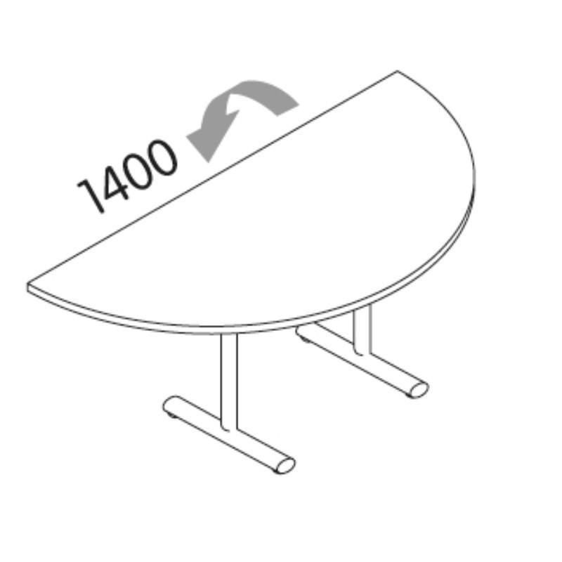 Meeting Table w1400 x d700 x h720 mm Alpine Half Round Tilt Top Tables w1400 x d700 x h720 mm