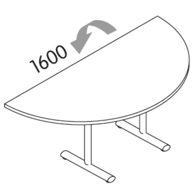 Meeting Table w1600 x d800 x h720 mm Alpine Half Round Tilt Top Tables w1600 x d800 x h720 mm