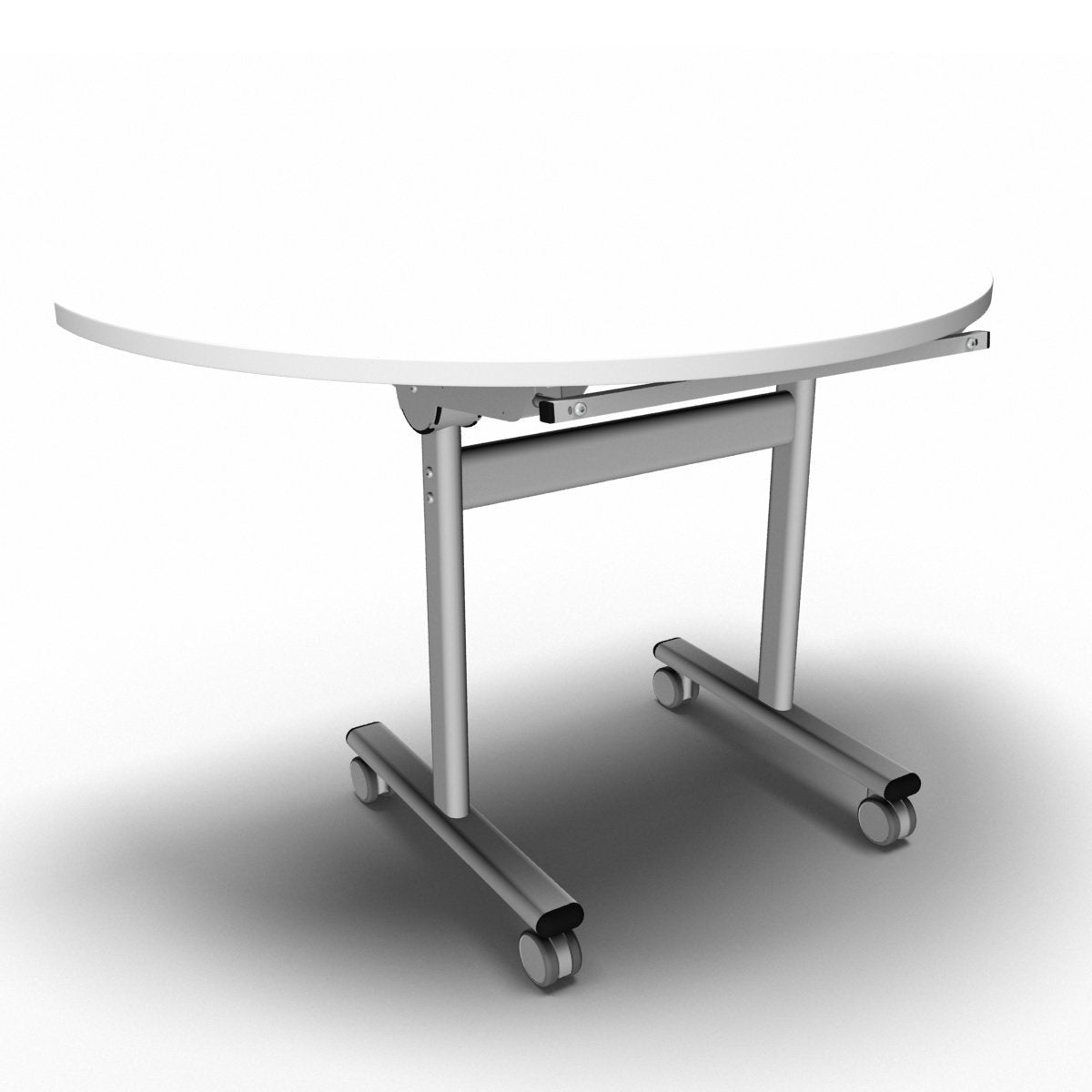 Table 1200 x 600 x 720mm / Semi Circular / White Synergy Flip Top Tables